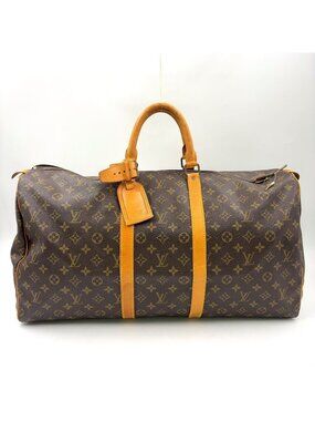 Louis Vuitton Keepall 55 Monogram Leather Brown Light Boston Bag Gold